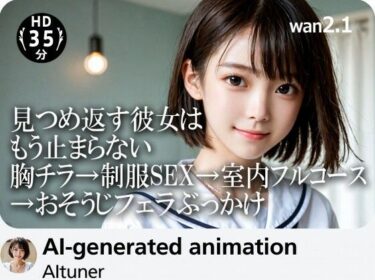 【無料で読める？】【35分HD】見つめ返す彼女はもう止まらない──胸チラ→制服SEX→室内フルコース→おそうじフェラぶっかけ 【AItuner】