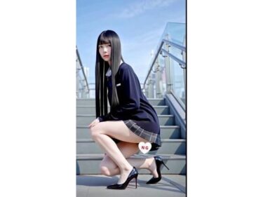 【無料で読める？】【実写風AIモデル】超スレンダー黒髪ロング×ハイヒール美脚ショートムービー 【Slender Long Hair Studio】