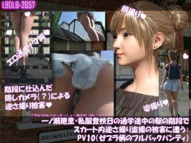 【無料で読める？】一ノ瀬廻里・私服登校日の通学途中の駅の階段でスカート内逆さ撮り盗撮の被害に遭う:PV10（ゼブラ柄のフルバックパンティ） 【Libido-Labo】