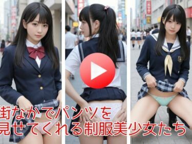 【無料で読める？】【動画】街なかでパンツを見せてくれる制服美少女たち 【AIグラビアRIU】